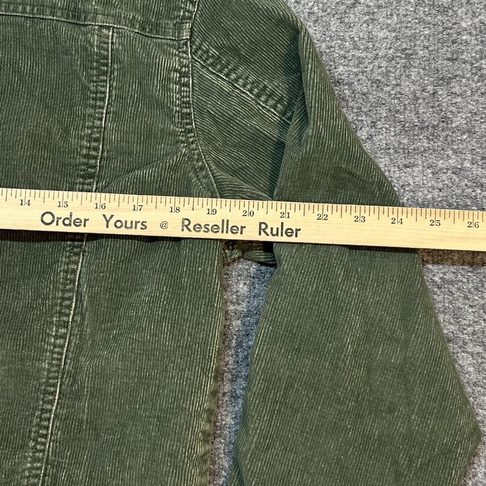 L.L. Bean Jacket Womens Medium Green Corduroy Button Front Lined Plaid Casual - Picture 8 of 9